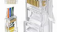 GTZ RJ45 Cat6 Pass Through Connectors - Pack of 100 - EZ to Crimp Modular Plug for Solid or Stranded UTP Network Cable - Male Ethernet Connector End