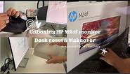 Unboxing HP M24f 23.8” + desk reset | aesthetic work from home setup | shopee finds | meidiary