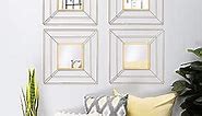 4 Set Square Gold Mirrors for Wall Metal Mirrors for Home Décor Decorative Mirrors Hanging Horizontal or Vertical (4 Set Square Wires, 4)