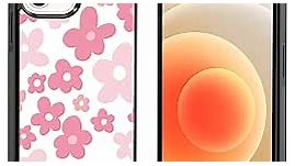 Pink Flower Phone Case Compatible with iPhone 12/12 Pro 6.1 Inch - Shockproof Protective TPU Aluminum Cute Pink Floral iPhone Case Designed for iPhone 12 Case for Men Girls Women Boys (Bloom)