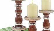 Farmhouse Candle Holders -Pillar Candle Holders-Set of 3-Candle Holders for Pillar Candles，Wooden Decor for Home and Table.