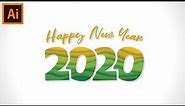 🍷⭐ HAPPY NEW YEAR 2020 ⭐🍷 // Happy new year logo design in adobe illustrator cc 2017