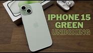 iPhone 15 Green Unboxing + Taupe FineWoven MagSafe Wallet!