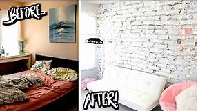 DREAM BEDROOM MAKEOVER ☆ DIY White Brick + Rose Gold