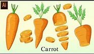 Carrot Drawing in Different Style step by step Tutorial In Illustrator by illustration learning