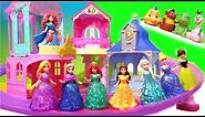 Disney Princess Glitter Glider Castle 8 MagiClip dolls Flip 'n Switch Castles Frozen Elsa Olaf