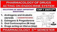 Solution Unit 5 || Pharmacology of drugs acting on endocrine system (complete) || Pharmacology 5 sem