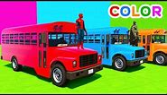 Learn Colors Big School Bus w Superheroes Cartoon For Kids & Babies Cars Fun Animation