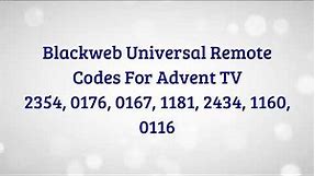 Blackweb Universal Remote Codes