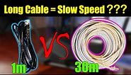 Internet Speed Comparison 1m VS 30m of CAT 6 Ethernet CABLE