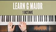 How to play G major scale on piano - Right Hand, Left Hand, Both Hands Together // 1 Octave tutorial