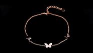 Womens Rose Gold Butterfly Anklet Opal Bracelet for Girls