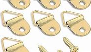 D-Ring Triangle Hooks for Hanging Picture - 100Pcs Small Decorative Hooks with Screws Picture Hanging Hooks Home Improvement Wall Hook Picture Frame Hanger - Golden Heavy Duty Picture Hangers