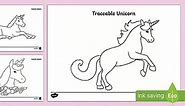 Traceable Unicorn Colouring Pages