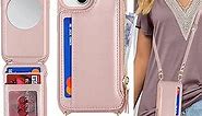 Cavor for iPhone 13 Case with Card Holder,iPhone 13 Wallet Case for Women,iPhone 13 Case Magsafe,Phone Case iPhone 13 Crossbody Case with Strap,Leather Magnetic Zipper Cover-Rose Gold