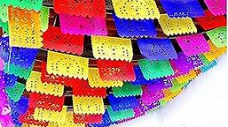 5 Pk Papel Picado Paper Banners Mexican Party Decorations for Cinco de Mayo, Day of The Dead Decorations, Birthdays, Mexican Flags, Taco Party 60 ft