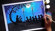 Teachers Day Drawing Easy for Beginners - step by step Teachers Day Silhouette Painting