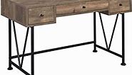 Benjara Traditional Style Wooden Writing Desk with 3 Drawers, Brown and Black