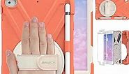 BRAECN iPad Mini 4 Case for Kids, iPad Mini 2019 Case, Heavy Duty Shockproof Case with 360 Degree Swivel Kickstand/Hand Strap, Shoulder Strap, Pencil Holder for iPad Mini 5th/4th Gen- Coral Orange