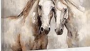 ZXHYWYM Horse Canvas Wall Art White Horse Picture Prints Vintage Western Animal Portrait Paintings for Rustic Farmhouse Office Decor Framed(1, (20.00" x 30.00"))