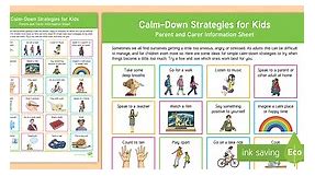 Calm-Down Strategies for Kids Parent and Carer Information Sheet