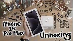 iPhone 15 Pro Max Black Titanium  Aesthetic Unboxing 📦 AirPods Pro 2 USB-C + Accessoires