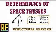 Static Determinacy, Indeterminacy and Stability of a Space Truss (3D) - Explanation and Example