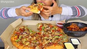 ASMR: Pizza Hut Supreme Pizza and Garlic Wings *Eating Sounds*