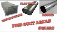 Find Duct Areas | Rectangular duct | Round Duct | Oval duct | Hvac
