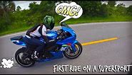 Girl Rides a GSXR Sport Bike For The First Time!