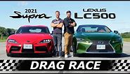 2021 Lexus LC500 vs Toyota Supra // DRAG & ROLL RACE