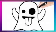 Como dibujar PASO A PASO al Emoji Fantasma fácil para principiantes