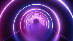 Futuristic Neon Laser Rings of Ultraviolet Fluorescent Light Tunnel 4K Moving Wallpaper Background
