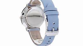 Michael Kors Women's Stainless Steel Quartz Watch with Leather Calfskin Strap, Blue, 18 (Model: