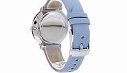 Michael Kors Women's Stainless Steel Quartz Watch with Leather Calfskin Strap, Blue, 18 (Model: