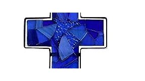 NOVICA Artisan Handmade Stained Glass Cross Blue Mexico Wall Decor Mosaic 'Holy Spirit'