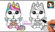 How to Draw a Baby Unicorn Drinking Boba