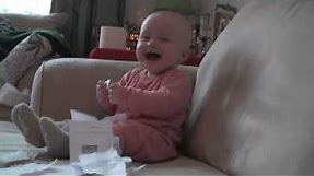 Baby Laughing Hysterically at Ripping Paper (Original)