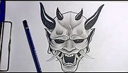 Hannya drawing -How to draw a hannya mask for tattoo
