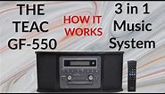 TEAC CD RECORDER CASSETTE PLAYER VINYL TURNTABLE AM FM RADIO ALL-IN-ONE GF 550 Demo