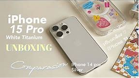 Unboxing the NEW iPhone  15 pro(White Titanium) AESTHETIC l Camera comparison + Accessories