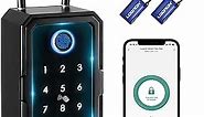 LOQRON Smart Key Lock Box, Bluetooth Fingerprint Lock Box with APP Control, Fingerprint Recognize & Multiple Code Types, Outside Wall Mounted & Door Hanging, Key Lockbox for House Key Airbnb Realtor