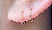 14k Gold Filled Small Gold Hoop Earring for Women Girls, Trendy Dainty Gold Huggie Earrings, Mini Thin Gold Cartilage Earring Helix Earring Tragus Piercing Jewelry, 8mm 22 Gauge