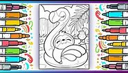 Sloth in a Pool | Cute Chibi | Coloring Pages | Ohuhu Markers #coloringpages #kawaii #coloring