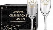 Tom Boy 50th Anniversary Champagne Flutes, Couple Gifts for Anniversary, Wedding Anniversary Champagne Flutes Glasses Set of 2, Married Couples gifts, Anniversary 50th Gifts for Parents