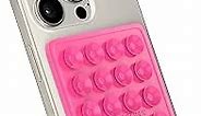 Suction Phone Case Mount, Silicon Adhesive Phone Accessory for iPhone and Android, Hands-Free Fidget Toy Mirror Shower Phone Holder, Tiktok Videos and Selfies (Pink)