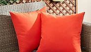 puredown® Outdoor Waterproof Throw Pillows, 22 x 22 Inch Feathers and Down Filled Decorative Square Pillows for Garden Patio Bench, Pack of 2, Orange