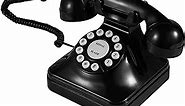 Corded Landline Telephone, Old Phone Crystal Clear Sound Vintage Landline Phone with Redial Function, Simple Push-Button Operation, Old Fashioned Desk Telephone for Home, Office, Hotel, Black