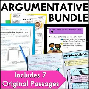 3rd Grade Argumentative Text Bundle w/ 7 Argumentative Passages & Task Cards