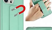 Varikke iPhone 13 Pro Case, Multi-Functional Magnetic Vertical & Horizontal Stand Case for iPhone 13 Pro, Cute Thin Slim Silicone Wrist Strap Grip Kickstand Phone Case for iPhone 13 Pro, Mint Green
